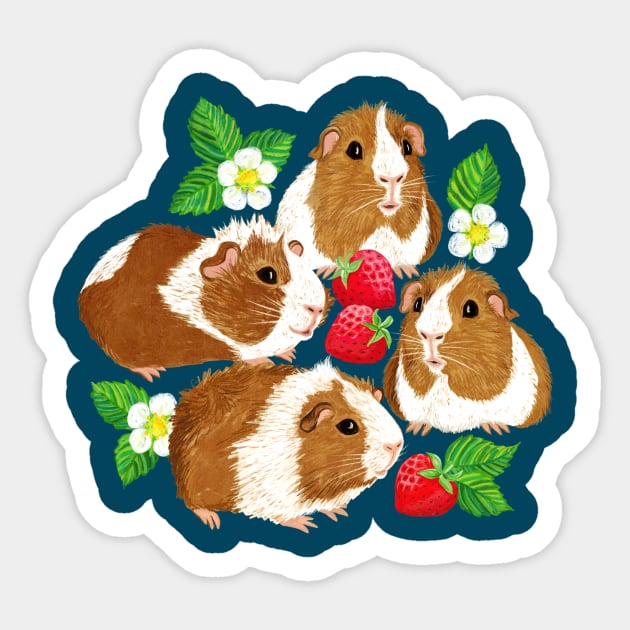 The Sweetest Guinea Pigs with Summer Strawberries Sticker by micklyn